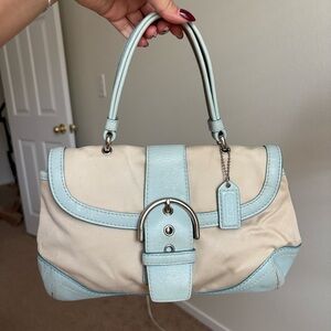 COACH Soho Satchel Purse Cream and Blue